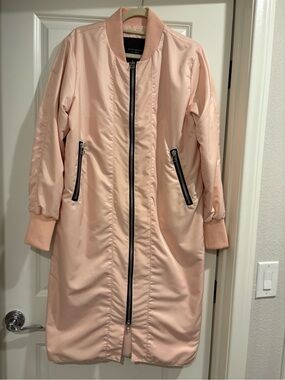 DANIEL PATRICK Tonal Heroine Long Bomber Jacket Dusty Rose Size M